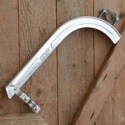 Kettenschutz "PAGE", Aluminium, orig. 60/70er Jahre aus altem Bestand, leichte Patina, L=33cm 