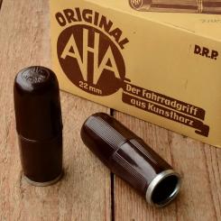 Bakelit - Fahrradgriff "AHA Standard", mahagonifarben, 22mm, orig. Altbestand, 30/50er Jahre, Montage s. Bild 2 