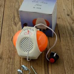 Sirene elektrisch "DOO-DOO Horn", creme-orange, das Kult-Horn der 70er !, incl. Schelle für Lenkerklemmung, rare orig. alte Neuware ! 