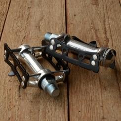Pedale "MKS ", Aluminium, schwarzer Rahmen, für Bahnrenner, 70/80er Jahre 