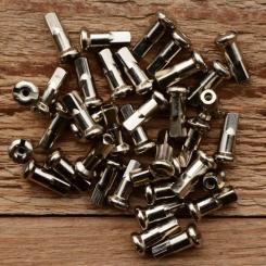 Speichennippel 2mm, D-Schaft=4.8mm, L=14mm, Messing vernickelt 