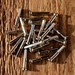 Speichennippel f. Holzfelgen, 2mm, D-Schaft=4.0mm, L=25mm, Messing vernickelt, Rundkopf 