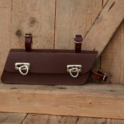 Werkzeugtasche, Lefa, rotbraun, Trapezform, Beschläge vernickelt, passend für viele Herrenradklassiker 