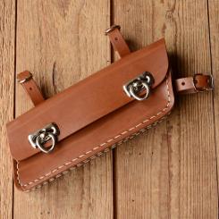 Werkzeugtasche, Lefa, braun, Trapezform, Beschläge vernickelt, passend für viele Herrenfahrradklassiker 