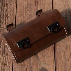 Satteltasche Lefa, braun, Standardabmessung  155 x 75 x 35mm, Beschläge Kunststoff schwarz 