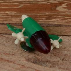 Schutzblechfigur "FLUGZEUG",  grün, Kunststoff, beleuchtet, orig. Altbestand 