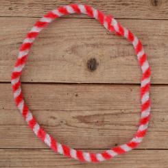 Nabenputzring, rot-weiß, flauschig, L=56 cm, für Moped und Fahrrad, Drahteinlage, ablängbar 