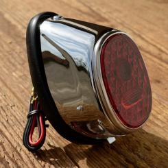 Rücklicht Moped, Motorfahrrad, Motorrad, 6V, Blechausführung chrom m. Kennzeichenbeleuchtung 