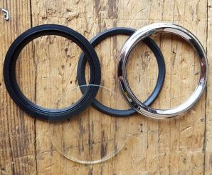 Chromring f. 60 mm Tachometer, incl. Glas und Gummidichtsatz, "Typ VDO", u.a. Motorfahrrad SACHS 98er etc. 