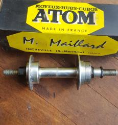 Naben hinten "ATOM", 40/70er Jahre, NOS, 36Loch, ca. 120 mm Einbaubreite hinten, neu im Originalkarton 