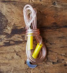 Kabel f. Vorderlicht, transparent, orig. Altbestand, Enden mit Blechhaken, typisches Kabel der 60-70er Jahre  