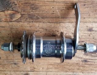 Nabe Hinterrad,"MARATHON", 28 Loch, System F&S, verchromt, Jahrgang 1965, neu aus Altbestand 