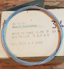 Schaltzug Innenzug für 3 Gang Nabenschaltung F&S, Nippel 3,2 x 5 mm, Stahlseil, D=1.25mm, L= 1600mm 