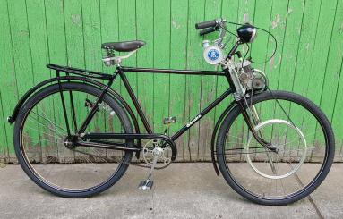 Herrenfahrrad GÖRICKE mit REX Fahrradmotor, 28 Zoll, 50er Jahre, ältere gute Restaurierung, Motor läuft 