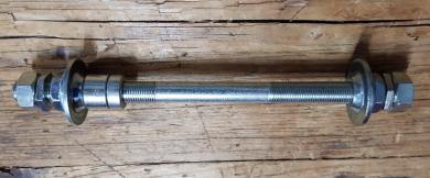 Achse Hinterrad, Rennrad, Sportrad mit Kettenschaltung,  L=165 mm, FG 9,5mm, incl. Konen u. Achsmuttern     