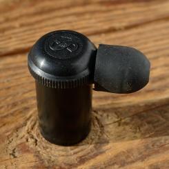 Zündkerzenstecker "SACHS", schwarz, alte Ausführung, nicht entstört, geschraubter Messingeinsatz 