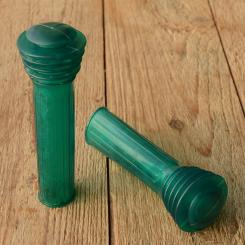 Kunststoffgriff "Längsrille", Prallschutz, transparent-grün,  22mm, 70/80er Jahre, orig Altbestand 