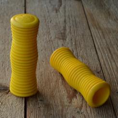 Kunststoffgriff, gelb,  quergerillt, 22mm, 70/80er Jahre, orig Altbestand 