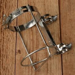 Halter für Trinkflasche "REG", verchromt, incl. 2 Schellen u. Spannvorrichtung, orig. 50/60er Jahre, NOS 