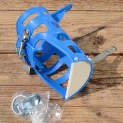 Halter für Trinkflasche, blau, Kunststoff, zur Lenkermontage, incl. 3 Schellen, NOS 