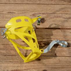 Halter für Trinkflasche, gelb, Kunststoff, zur Lenkermontage, incl. 3 Schellen, NOS 