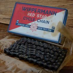 Fahrradkette "WIPPERMANN Rotstern" 1/2 x 1/8 Zoll, 112 Glieder, incl. Kettenschloß, orig.  Altbestand 