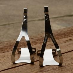 Pedalhaken / Rennhaken "CHRISTOPHE", verchromt, BITTE Größe im Infofeld angeben (S, M oder L)       