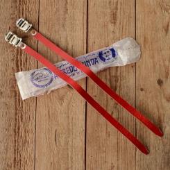 Pedalriemen "ALFREDO BINDA", rot, Leder, orig. Altbestand 60/80er Jahre, NOS, Sonderangebot! 