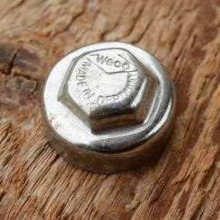 Pedalkappe, "WECO", verchromt, Innengewinde, D_innen=22.4mm D_aussen=24.6mm, orig. alte Neuware 