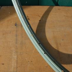 Felge 26 x 1,75, hellgrün, Linierung grün/gold, Breite 36 mm, 36-loch, Ventilbohrung 8,5 mm, NOS 