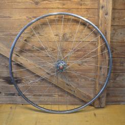 Laufrad vorn 28 x 1 ¼ Felge "Schürmann", mit Patina, 36-Loch Bohrung, Hochflanschnabe 