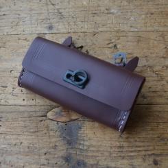 Werkzeugtasche, Leder, rotbraun, Beschläge Kunststoff, ca. 150 x 70 x 30 mm 