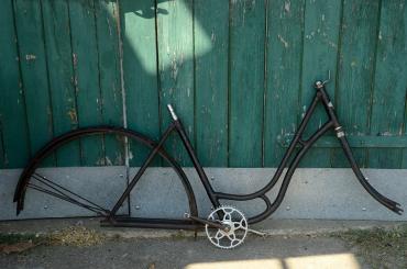 Fahrradrahmen  "Wanderer",  Damenausf., schwarz, 26 Zoll ,  RH=50cm, 30er J., incl. Gabel u. Tretlager 