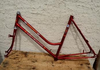 Fahrradrahmen Damenausführung "Heidemann Barando", rot metallic, 80er Jahre 