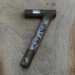 Winkelsattelstütze, Durchmesser: 26 mm, Länge: 170 mm, gebraucht, orig. 10-40er Jahre, Zustand siehe Bilder. 