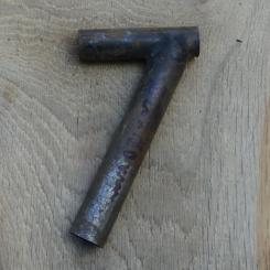 Winkelsattelstütze, Durchmesser: 26 mm, Länge: 160 mm, gebraucht, orig. 10-40er Jahre, Zustand siehe Bilder. 