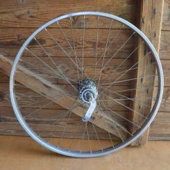 Laufrad 24 x 1,75 hinten, Chrom mit Patina, F&S Torpedo-Nabe, 60er Jahre 