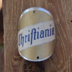 Steuerkopfschild CHRISTIANIA, 30-50er Jahre, Originalschild aus Sammlungsbestand 