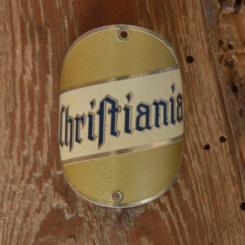 Steuerkopfschild CHRISTIANIA, Originalschild aus Sammlungsbestand 