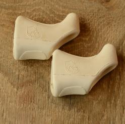 Bremshebel Überzug "CAMPAGNOLO", Shield Logo, weiß (partiell vergilbt) daher Sonderpreis ! 
