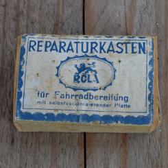 Flickzeug Pappschachtel "ROLA" orig. 30 er Jahre, 58 x 38 x 18 mm, ohne Inhalt 