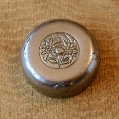 Fahrrad/Moped Klingel Deckel "FLORALES MOTIV EDELWEISS", orig. 50er Jahre, verchromt, ohne Unterteil, siehe Bilder 