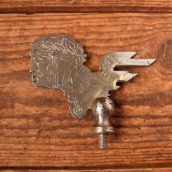 Schutzblechfigur MEISTER WERKE BIELEFELD, Eisen verchromt, orig. Altbestand 30er Jahre, Zustand siehe Bild 