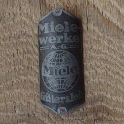 Steuerkopfschild Miele, 40-50er Jahre, Originalschild aus Sammlungsbestand 