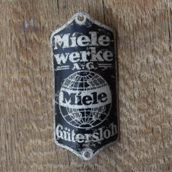 Steuerkopfschild Miele, 40-50er Jahre, Originalschild aus Sammlungsbestand 