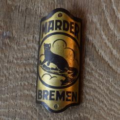 Steuerkopfschild Marder, 20-30er Jahre, Originalschild aus Sammlungsbestand 