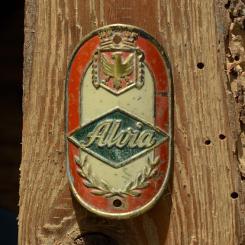 Steuerkopfschild  ALVIA, 30-50er Jahre, Originalschild aus Sammlungsbestand, Lochabstand 50mm    