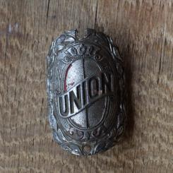 Steuerkopfschild Union oberes Loch ausgebrochen, Gussschild 30-50er Jahre, Originalschild aus Sammlungsbestand 