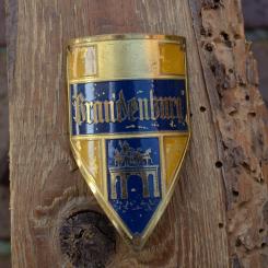 Steuerkopfschild BRANDENBURG, gold, 30-50er Jahre, Originalschild aus Sammlungsbestand 