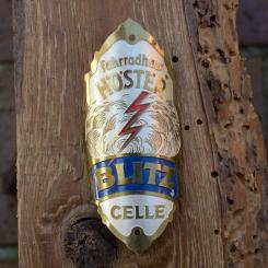 Steuerkopfschild BLITZ, Celle, 30-50er Jahre, Originalschild aus Sammlungsbestand 
